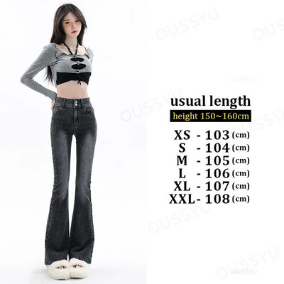 Dámske džínsy, bavlnené denimové rozšírené nohavice, elastické, vintage, streetwear, vysoký pás, štíhle, mamičky, Harajuku nohavice, plus dĺžka
