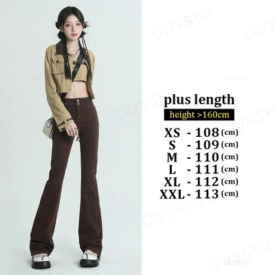 Dámske džínsy, bavlnené denimové rozšírené nohavice, elastické, vintage, streetwear, vysoký pás, štíhle, mamičky, Harajuku nohavice, plus dĺžka