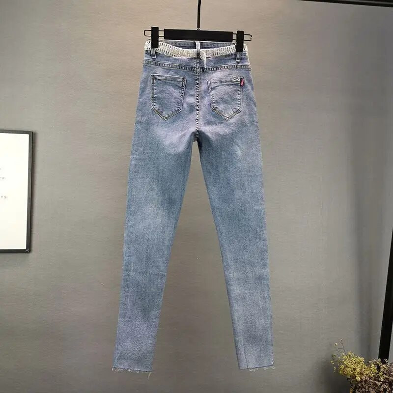 Najnovšie módne jarné džínsové slim elastické úzke nohavice s ceruzkou, dámske džínsy po členky, dámske nohavice, Vaqueros Mujer, V30