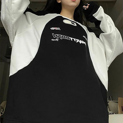 Y2K Stitch Hanorace Femei Bărbați Moda coreeană Gâtul O Top cu mânecă lungă Pulover Harajuku Streetwear Vintage Hanorac pentru cuplu