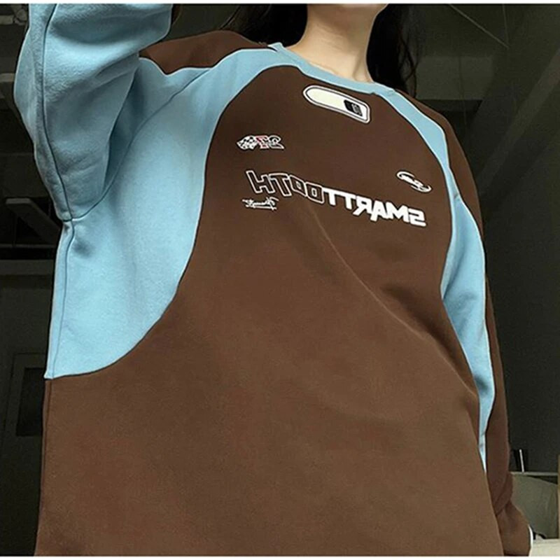 Y2K Stitch Hanorace Femei Bărbați Moda coreeană Gâtul O Top cu mânecă lungă Pulover Harajuku Streetwear Vintage Hanorac pentru cuplu