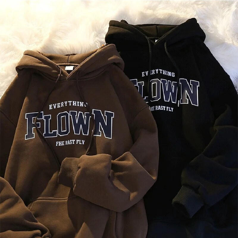 2023, noul stil coreean, Harajuku, cu imprimeu retro, pulover cu glugă Y2k, bărbați, femei, largi, stil Bf, cuplu, pulover cu mâneci lungi.