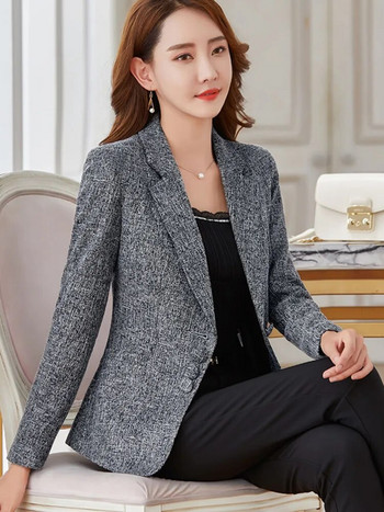 Κομψό γυναικείο φθινοπωρινό μπλέιζερ casual μακρυμάνικο επαγγελματικό γραφείο μόδας Lady Business Slim μονό παλτό Νέο