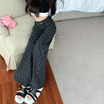 Dámske džínsy s vysokým pásom, rovné, vrecovité, džínsy, vintage, modré, streetwear, nové oblečenie, dlhé nohavice, široké nohavice