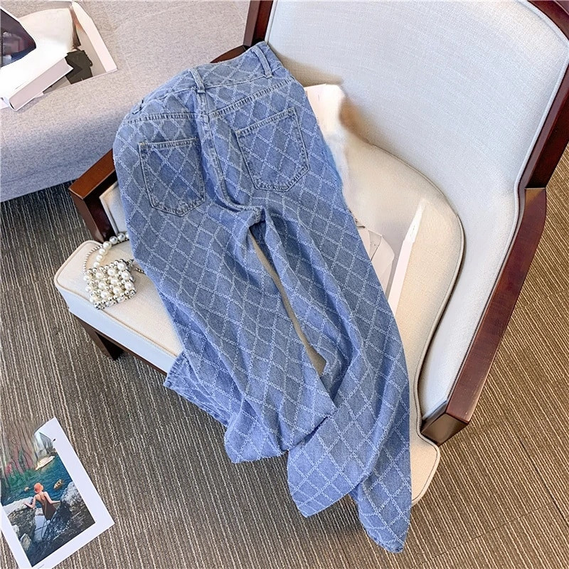 Dámske džínsy s vysokým pásom, rovné, vrecovité, džínsy, vintage, modré, streetwear, nové oblečenie, dlhé nohavice, široké nohavice