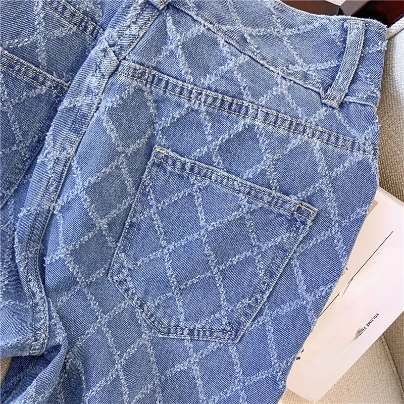 Dámske džínsy s vysokým pásom, rovné, vrecovité, džínsy, vintage, modré, streetwear, nové oblečenie, dlhé nohavice, široké nohavice