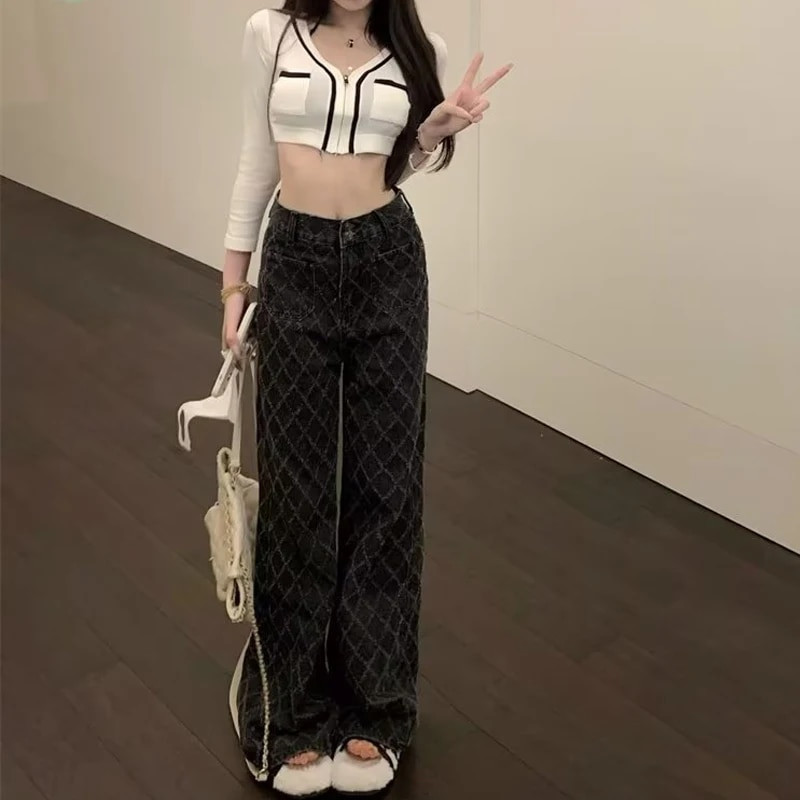 Dámske džínsy s vysokým pásom, rovné, vrecovité, džínsy, vintage, modré, streetwear, nové oblečenie, dlhé nohavice, široké nohavice