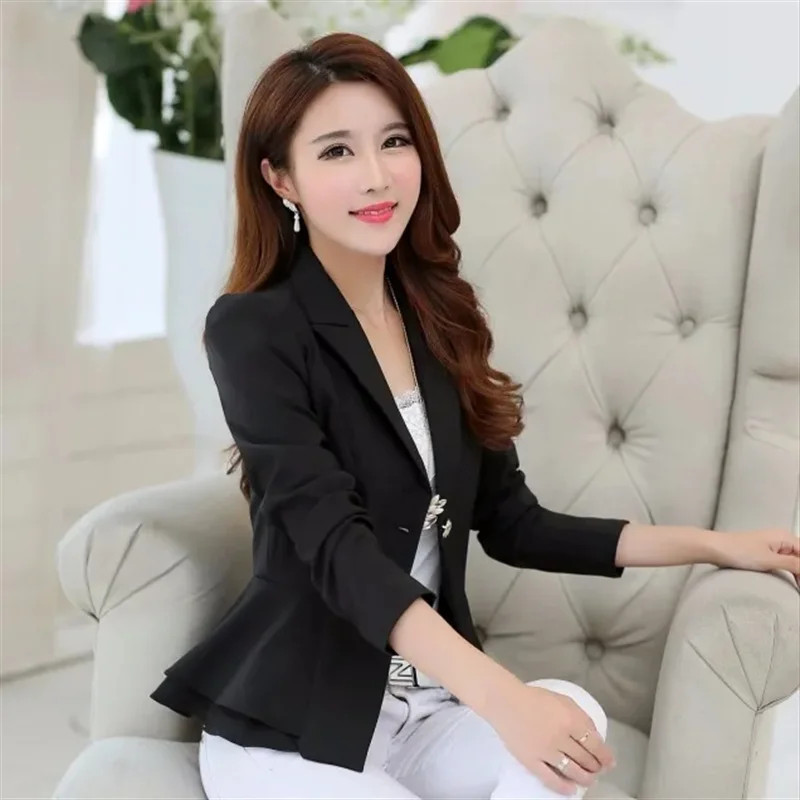 Dámske sako 2022 Nové jesenné dlhé rukávy Ležérne kancelárske dámske saká Dámske bundy Univerzálny oblek Základný kabát Vrchné oblečenie