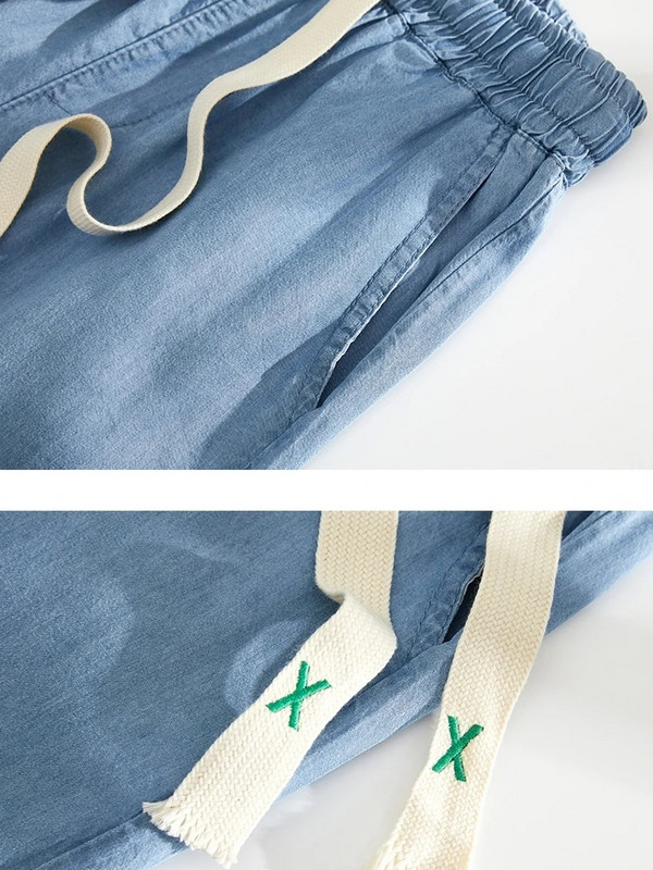 Letné nové dámske tenké džínsové nohavice z elastického materiálu s vysokým pásom, modré, široké nohavice, kórejské strečové, nadrozmerné, vrecovité džínsy