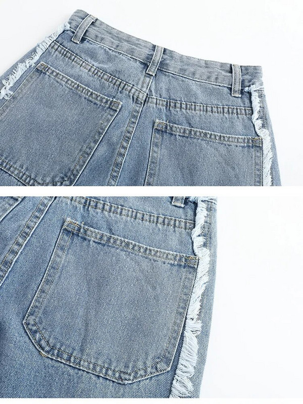 Dámske dlhé džínsy EAM Blue Burrs High Street s vysokým pásom, nové voľné nohavice, módny dizajn Tide, jar/jeseň 2024, 1DE7583