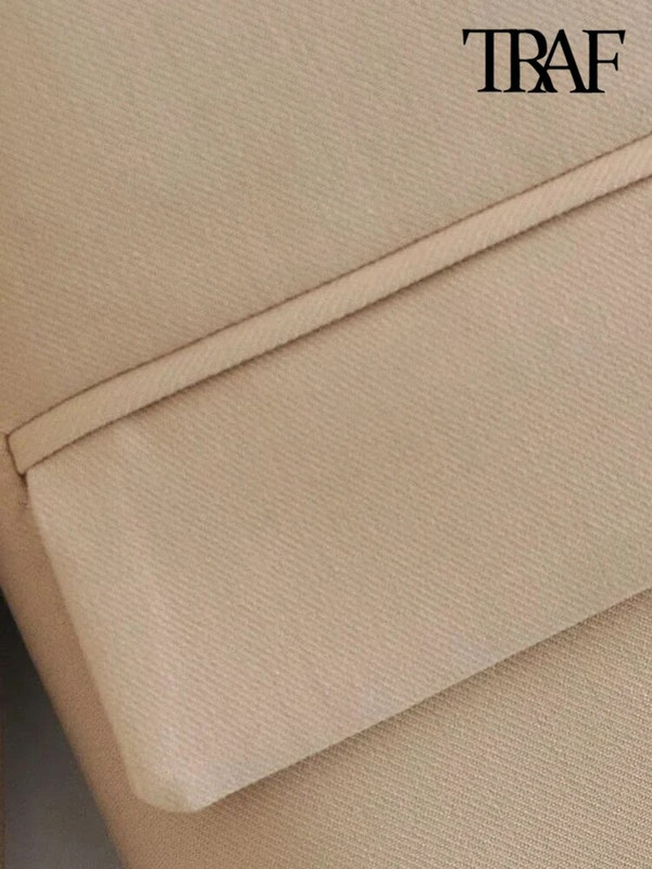 TRAF, la modă pentru femei, la dublu piept, largi, blazer, haină vintage cu mânecă lungă, buzunare, îmbrăcăminte exterioară pentru femei Topuri șic
