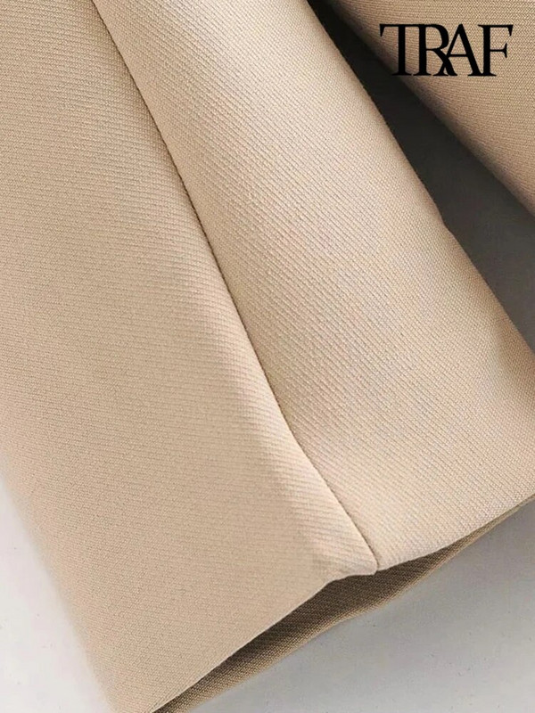 TRAF, la modă pentru femei, la dublu piept, largi, blazer, haină vintage cu mânecă lungă, buzunare, îmbrăcăminte exterioară pentru femei Topuri șic