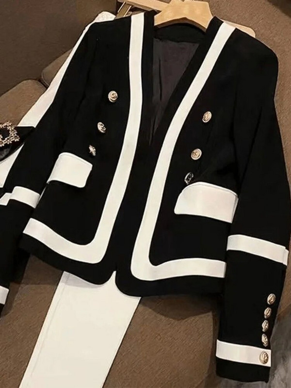 Dámske ležérne sako, elegantné, jednoduché, kancelárske, dámske, temperamentné, s výstrihom do V, s dlhým rukávom, elegantné, streetwear bundy