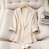 Blazer pentru femei, cu croi subțiri, solid, toamnă, cu un singur buton, jachetă de costum cu crestături, la modă, ocazional, buzunare, haină dreaptă formală de birou pentru femei