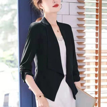 Άνοιξη Καλοκαίρι Κορεάτικη μόδα Κομψά 3/4 μανίκια ζιβάγκο Top Γυναικεία Slim Shirring Μονόχρωμο παλτό casual κοστούμι Γυναικεία ρούχα