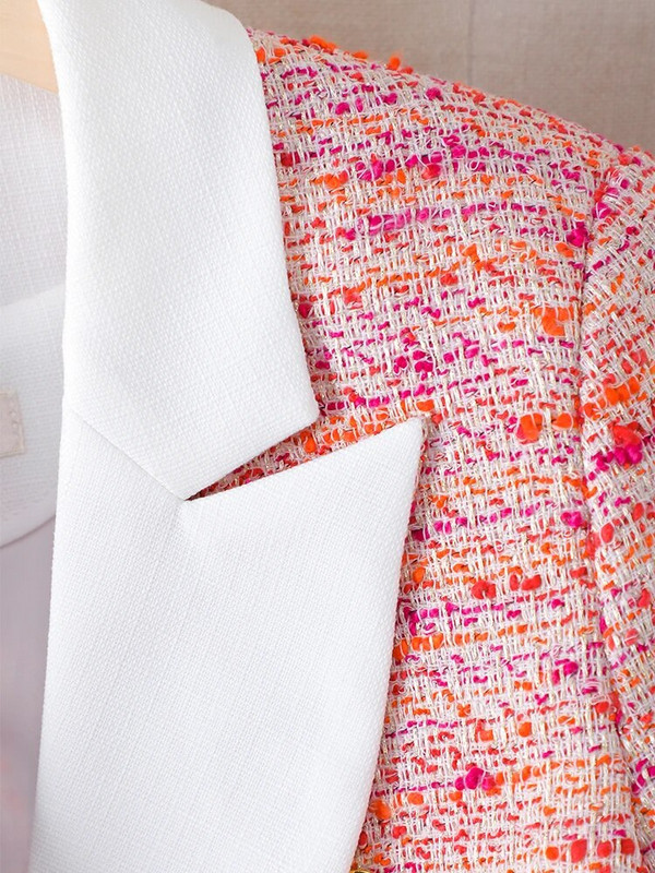 Módne červené kockované dámske sako s dlhým rukávom, jednoradové dámske ležérne sako na jeseň a zimu