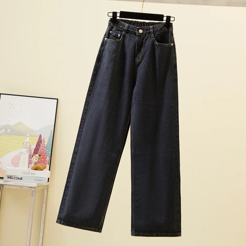Dámske džínsy so širokými nohavicami, vysoký pás, rovné džínsy, módne jarné a jesenné ležérne voľné nohavice, streetwear, veľkosť M-4XL
