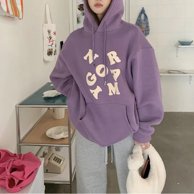 Hanorac cu glugă cu imprimeu cu litere pentru femei coreeană casual Y2k cu mânecă lungă Pulover Topuri Cămașă cu glugă toamnă iarnă Harajuku hanorac supradimensionat nou