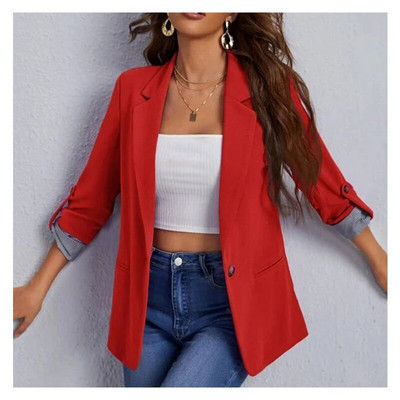 2023 Independent Station Europa și America Moda de toamnă și iarnă Splice Polo Slim Fit Cardigan Temperament Costum Coat