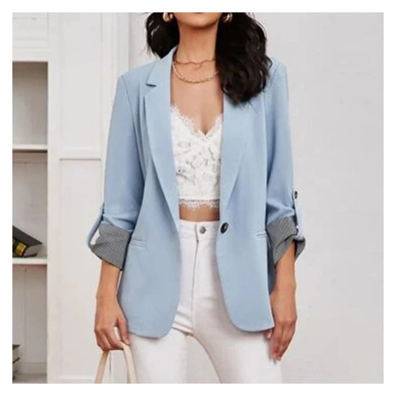 2023 Independent Station Europa și America Moda de toamnă și iarnă Splice Polo Slim Fit Cardigan Temperament Costum Coat