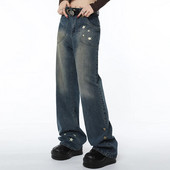 Dámske roztrhané džínsy Y2k s roztrhanými dierkami, ležérne voľné džínsové úzke mopovacie nohavice, chlapčenské džínsy, ženské rovné džínsové nohavice