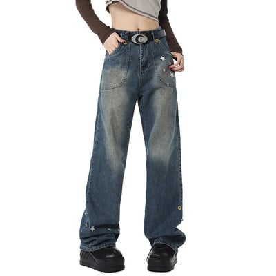 Dámske roztrhané džínsy Y2k s roztrhanými dierkami, ležérne voľné džínsové úzke mopovacie nohavice, chlapčenské džínsy, ženské rovné džínsové nohavice