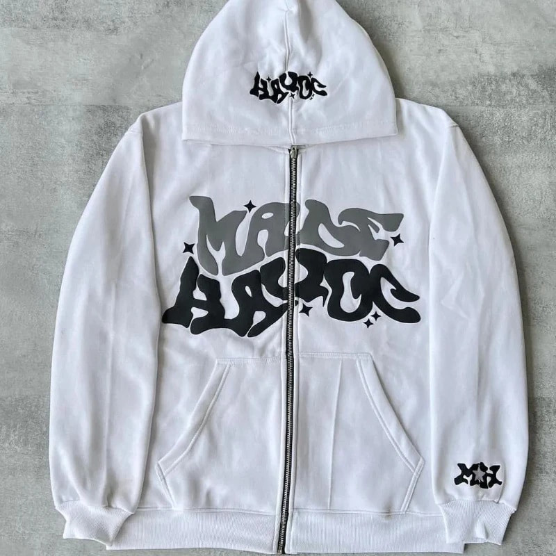 Dámske jesenné a zimné mikiny s vyšívaným písmenom Y2K, voľná mikina s dlhým rukávom a zipsom, Harajuku, rocková punková bunda, kabát, streetwear