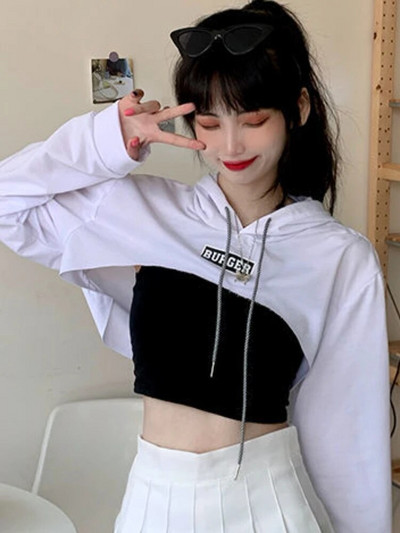 Cu pălărie Hanorace Femei Design de bază Moda tânără coreeană Mujer All-match Adolescenți Simplu Cool Loose Y2k Cozy Street Wear Popular