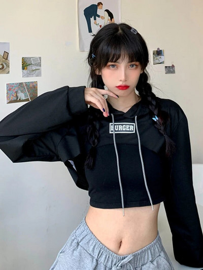 Cu pălărie Hanorace Femei Design de bază Moda tânără coreeană Mujer All-match Adolescenți Simplu Cool Loose Y2k Cozy Street Wear Popular