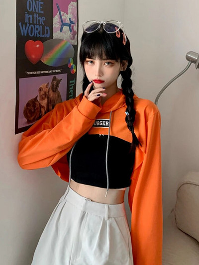 Cu pălărie Hanorace Femei Design de bază Moda tânără coreeană Mujer All-match Adolescenți Simplu Cool Loose Y2k Cozy Street Wear Popular