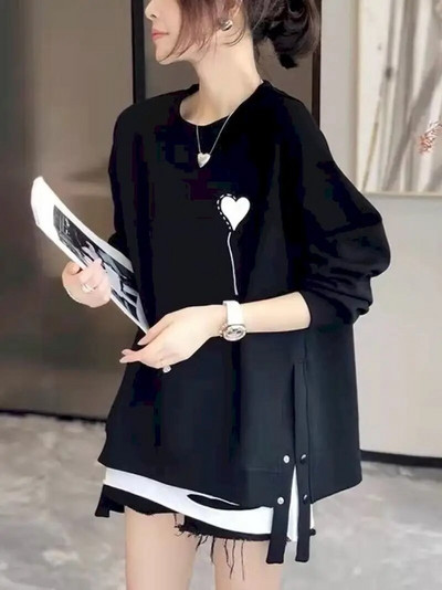 Pulovere cu sâni design Sense pentru femei Hanorace supradimensionate largi, tendințe de toamnă iarnă, pulover de pluș îngroșat, haine Y2k