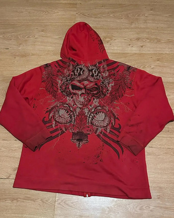 Y2k Hoodie Gothic Red Skull Pattern Printing Hip Hop Casual Sweatshirt Selling Personality Retro Hoodies Women Men Streetwear