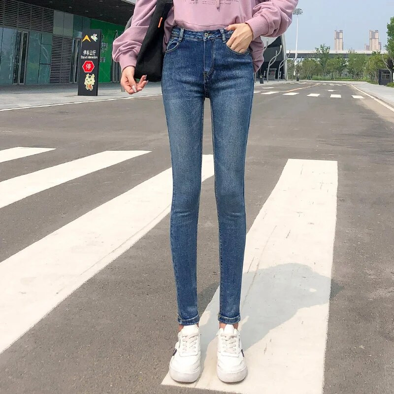 NOI Femei Stretch cu talie înaltă Blugi clasici retro Haine de damă 38 40 Pantaloni skinny Leggings push-up Jeans de mama Pantaloni creion