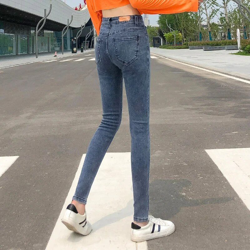 NOI Femei Stretch cu talie înaltă Blugi clasici retro Haine de damă 38 40 Pantaloni skinny Leggings push-up Jeans de mama Pantaloni creion