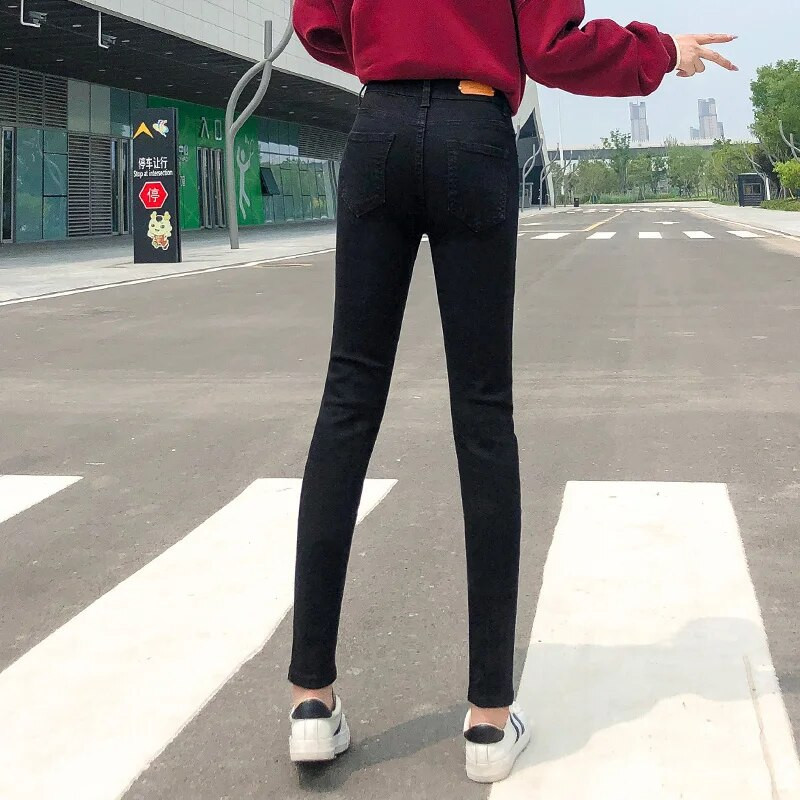 NOI Femei Stretch cu talie înaltă Blugi clasici retro Haine de damă 38 40 Pantaloni skinny Leggings push-up Jeans de mama Pantaloni creion