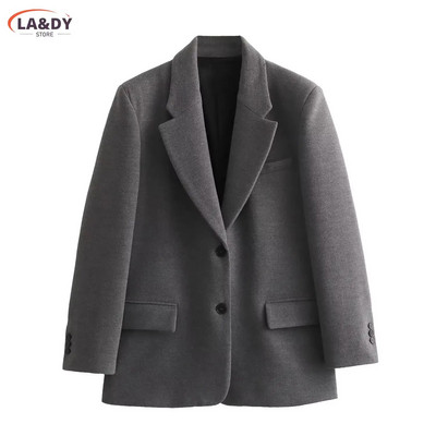 Blazer nouă haină femei 2024 Office Lady cu mânecă lungă cu mânecă lungă pentru umeri Jachetă pentru femeie