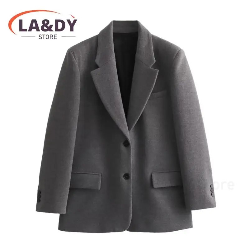 Blazer nouă haină femei 2024 Office Lady cu mânecă lungă cu mânecă lungă pentru umeri Jachetă pentru femeie