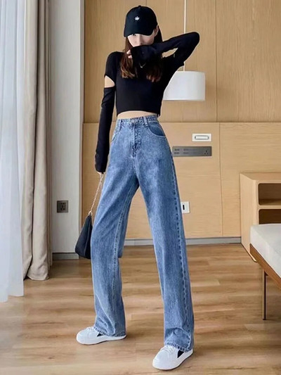 Oversize 5XL γυναικείο φαρδύ τζιν τζιν ψηλόμεσο φαρδύ Basic ίσιο Vaqueros Άνοιξη Φθινόπωρο Κορεάτικο τζιν παντελόνι μόδας 2023 Νέο