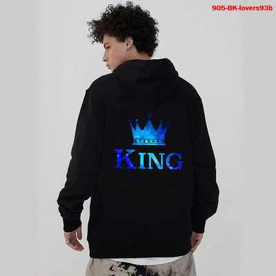 Hanorac pentru femei King Queen Hanorac imprimat Iubitorii de cupluri Hanorac de modă Hanorac cu glugă asortat Pulovere casual Treninguri