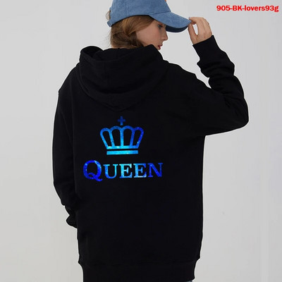 Hanorac pentru femei King Queen Hanorac imprimat Iubitorii de cupluri Hanorac de modă Hanorac cu glugă asortat Pulovere casual Treninguri