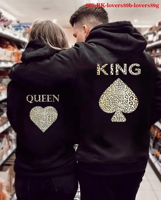 Badu.bg Дамски суитчър с качулка King Queen щампован суитшърт за ...