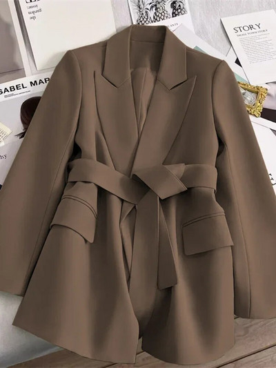 Nové jarné jesenné sako pre ženy 2024 Vrchné oblečenie Kancelárske dámske kabáty Voľný strih Retro dámske oblečenie Elegantná dámska bunda