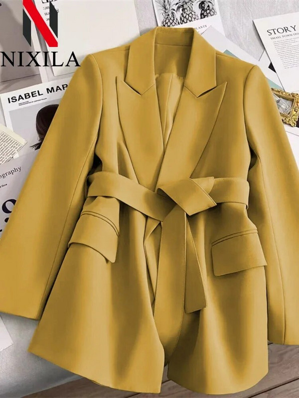 Nové jarné jesenné sako pre ženy 2024 Vrchné oblečenie Kancelárske dámske kabáty Voľný strih Retro dámske oblečenie Elegantná dámska bunda