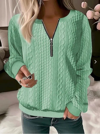 Φθινοπωρινά γυναικεία ρούχα Y2k Top Fashion Ευέλικτο πουκάμισο με μακρυμάνικο πουλόβερ με στρογγυλή λαιμόκοψη ζακάρ