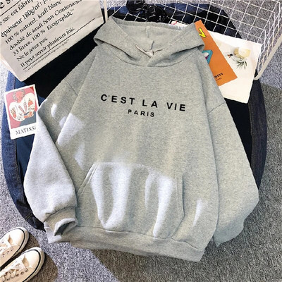 Hanorac cu glugă cu mânecă lungă de primăvară, cu imprimeu ocazional, cu glugă, Harajuku, Topuri simple, Pulover în stil leneș, 2023