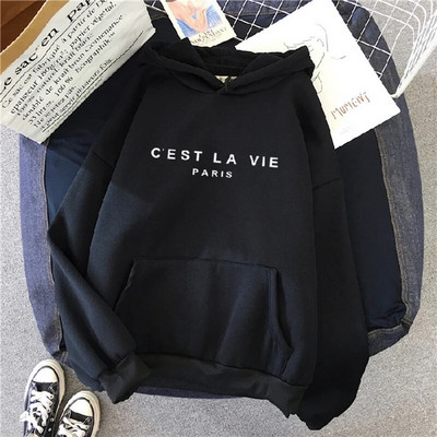 Hanorac cu glugă cu mânecă lungă de primăvară, cu imprimeu ocazional, cu glugă, Harajuku, Topuri simple, Pulover în stil leneș, 2023