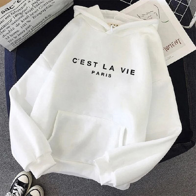 Hanorac cu glugă cu mânecă lungă de primăvară, cu imprimeu ocazional, cu glugă, Harajuku, Topuri simple, Pulover în stil leneș, 2023