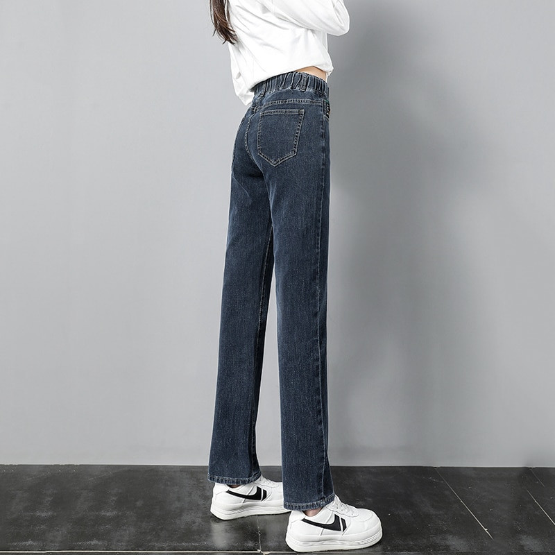 Nové dámske rifle s vysokým pásom, vintage rovné capri, veľká veľkosť 4xl, kórejské elastické džínsy, voľné, ležérne, so šnurovaním