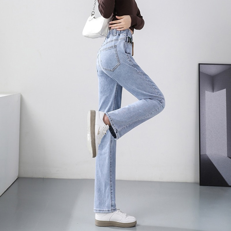 Nové dámske rifle s vysokým pásom, vintage rovné capri, veľká veľkosť 4xl, kórejské elastické džínsy, voľné, ležérne, so šnurovaním