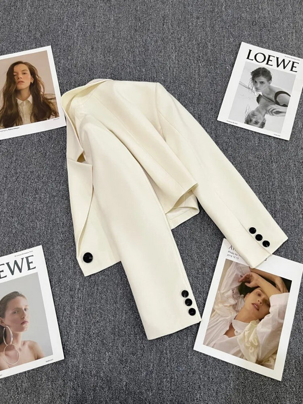 Dámske saká, kancelárske, s dlhým rukávom, jednofarebné, ležérne, rovné, elegantné, klasické, elegantné, sako, vrchné oblečenie